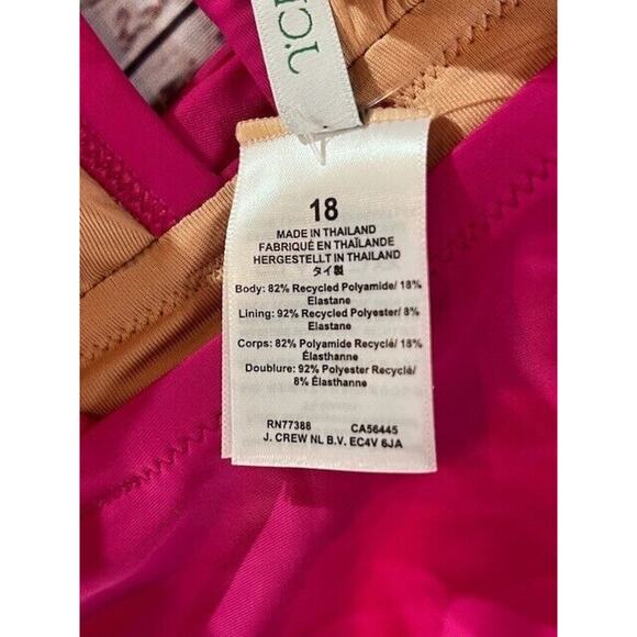 J.Crew Womens Ruched Ruffle One Piece Swimsuit Beach Fuchsia Pink Size 18 NWT - Picture 4 of 7